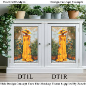 Gelbe Frau mit Sonnenblume-Hut-DT1R-Decoupage Seidenpapier