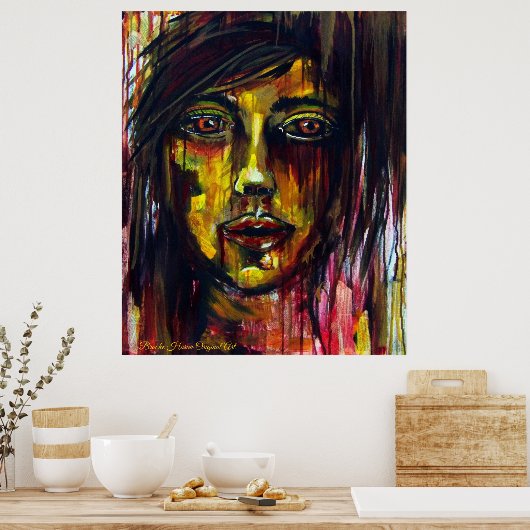 Gelbe Frau Poster (Küche)