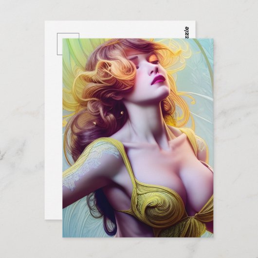 Gelbe Frau Postkarte (Vorne/Hinten)