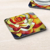Gelbe Freesia Aquarellfarbe Original Blume Untersetzer (Linke Seite)