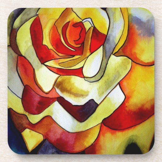 Gelbe Freesia Aquarellfarbe Original Blume Untersetzer (Vorderseite)