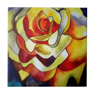 Gelbe Freesien-Blumen-Aquarell-Kunstmalerei Fliese