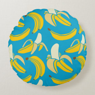 Gelbe frische Frucht tropische Banane nahtlose Pat Rundes Kissen