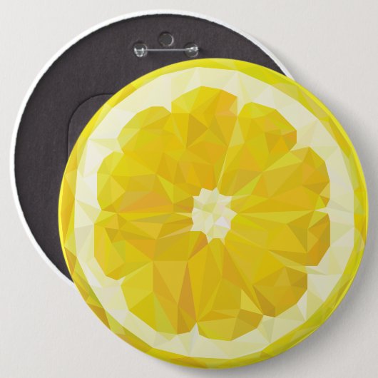 Gelbe, frische saure Zitronenscheibe, modern Button (Vorne & Hinten)