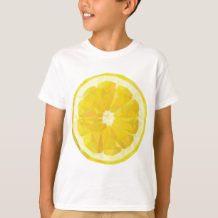 Gelbe, frische saure Zitronenscheibe, modern T-Shirt
