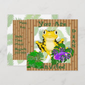 GELBE FROG MIT LIZARD NIEDLICH Kids Einladung (Vorne/Hinten)