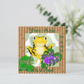 GELBE FROG MIT LIZARD NIEDLICH Kids Einladung (Stehend Vorderseite)
