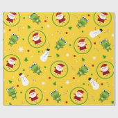 Gelbe Froschweihnachtsmann-Schneemänner Geschenkpapier (Flach)