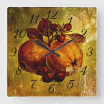 Gelbe Frucht Vintage-Uhr