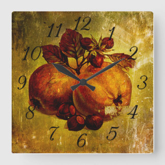 Gelbe Frucht Vintage-Uhr Quadratische Wanduhr