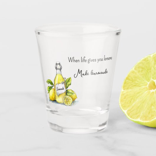 Gelbe Frucht Zitronen Machen Limonade Schnapsglas (Vorderseite)