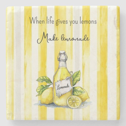 Gelbe Frucht Zitronen Machen Limonade Steinuntersetzer (Vorderseite)