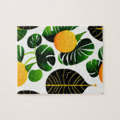 Gelbe Fruchtmuster und grüne Blätter Puzzle (Horizontal)