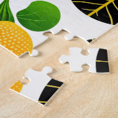 Gelbe Fruchtmuster und grüne Blätter Puzzle (Seite)