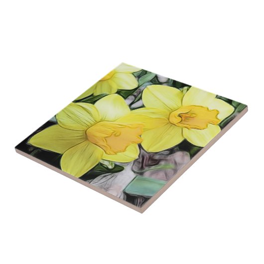 Gelbe Frühlings-Narzissen Fliese (Seite)