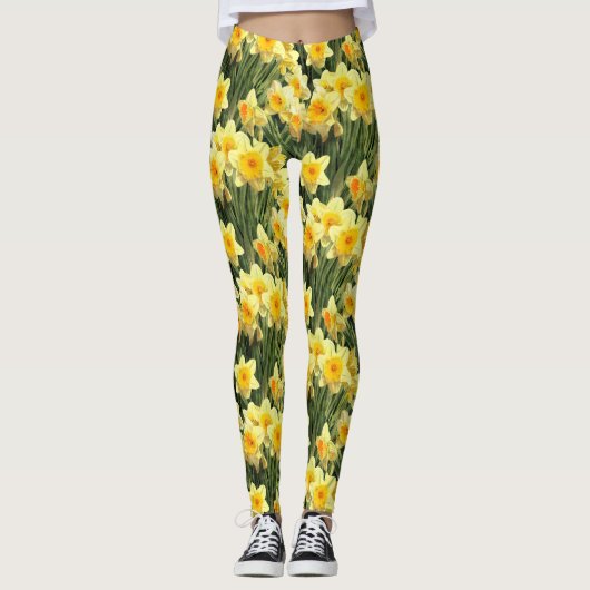 Gelbe Frühlings-Narzissen Leggings (Vorderseite)