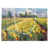 Gelbe Frühlings-Tulpe-Blumen-Impressionismus-Kunst Große Geschenktüte (Rückseite)