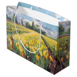Gelbe Frühlings-Tulpe-Blumen-Impressionismus-Kunst Große Geschenktüte