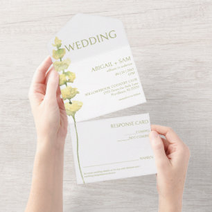 Gelbe Frühlings-Wildblumen-Hochzeit All In One Einladung