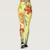 Gelbe Frühlingsblumen Blumenmuster Leggings (Rückseite)