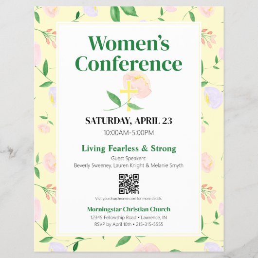 Gelbe Frühlingsblumen-Frauenkonferenz Flyer (Vorne)