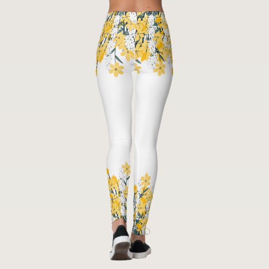Gelbe Frühlingsblumen Leggings (Rückseite)