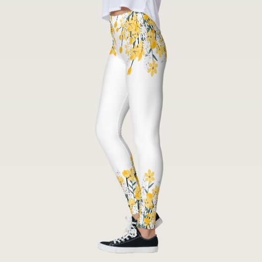 Gelbe Frühlingsblumen Leggings (Links)