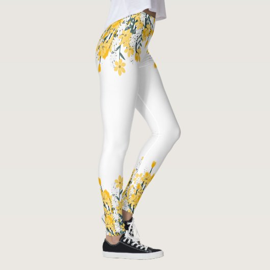 Gelbe Frühlingsblumen Leggings (Rechts)