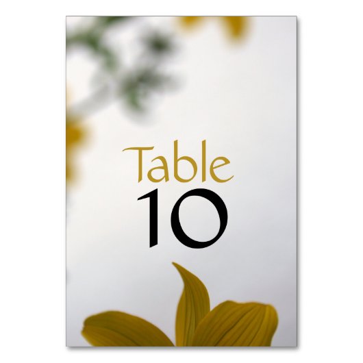 Gelbe Frühlingsblumen mit Zahl zum Anpassen von 2 Tischnummer (Vorderseite)