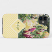 Gelbe Frühlingsblumen und Personalisierte Herzen Case-Mate iPhone Hülle (Rückseite (Horizontal))