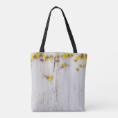 Gelbe Frühlingsblumen, weiße Putz. Tasche (Rückseite)