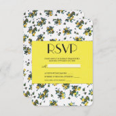 Gelbe Frühlingsblüten auf weißem und gelbem Papier RSVP Karte (Vorne/Hinten)