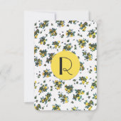 Gelbe Frühlingsblüten auf weißem und gelbem Papier RSVP Karte (Rückseite)