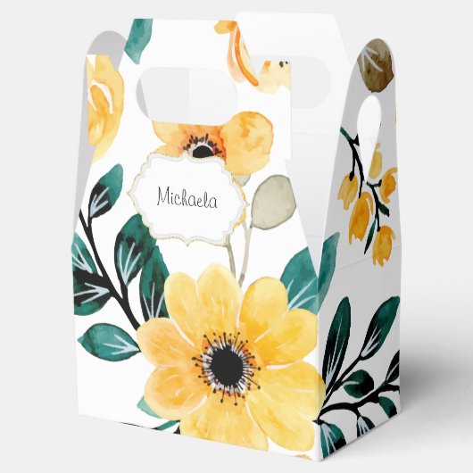 Gelbe Frühlingsblütenmuster Geschenkschachtel (Geöffnet)