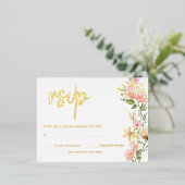 Gelbe Frühlingsblütenpinke Blume UAWG Real Gold Folie Einladungspostkarte (Stehend vorne)