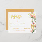 Gelbe Frühlingsblütenpinke Blume UAWG Real Gold Folie Einladungspostkarte (Vorderseite/Rückseite)