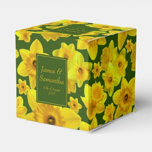 Gelbe Frühlingsdrossel - Hochzeit Geschenkschachtel (Rückseite)