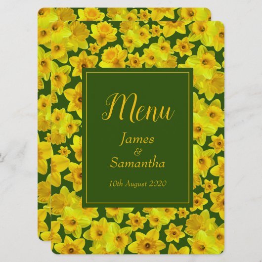 Gelbe Frühlingsdrossel - Hochzeit Menükarte (Vorne/Hinten)