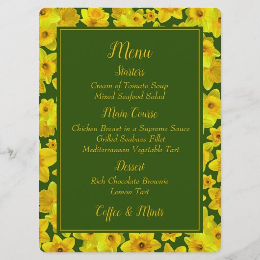 Gelbe Frühlingsdrossel - Hochzeit Menükarte (Rückseite)
