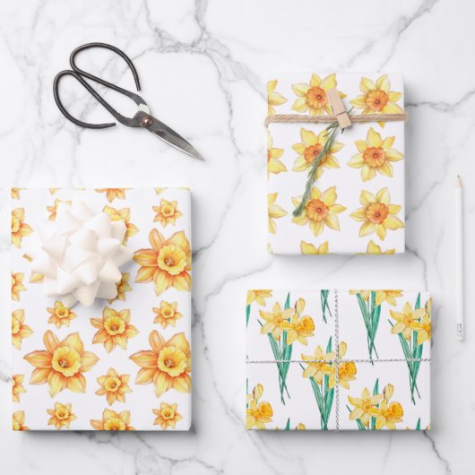 Gelbe Frühlingsdrossel Rustikale Flora Geschenkpapier Set (Vorderseite)