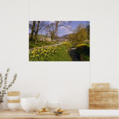 Gelbe Frühlingsdüster, Grenzen, Peebles-Blume Poster (Küche)