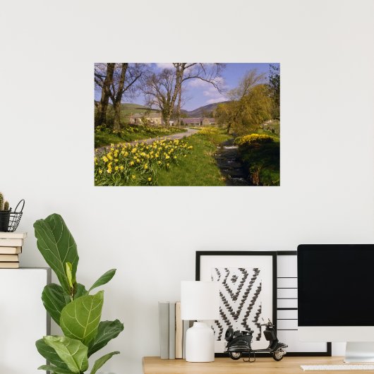 Gelbe Frühlingsdüster, Grenzen, Peebles-Blume Poster (Heimbüro)