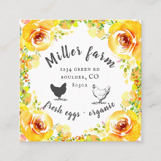 Gelbe Frühlingsflorentenkarte Quadratische Visitenkarte (Vorderseite)
