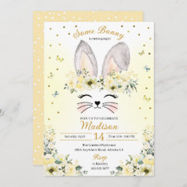 Gelbe Frühlingshasen Blume Kronen Geburtstag Einladung