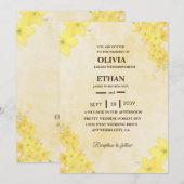 Gelbe Frühlingshochzeit mit Blumen Einladung (Vorne/Hinten)