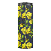 Gelbe Frühlingssäule Rose & Marine mit anfängliche Thermosbecher (Rückseite)