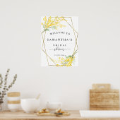 Gelbe Frühlingssonne Mimosa Blumenbridal Begrüßung Poster (Küche)