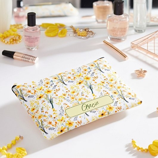 Gelbe Frühlingssonne personalisiert Zubehörtasche