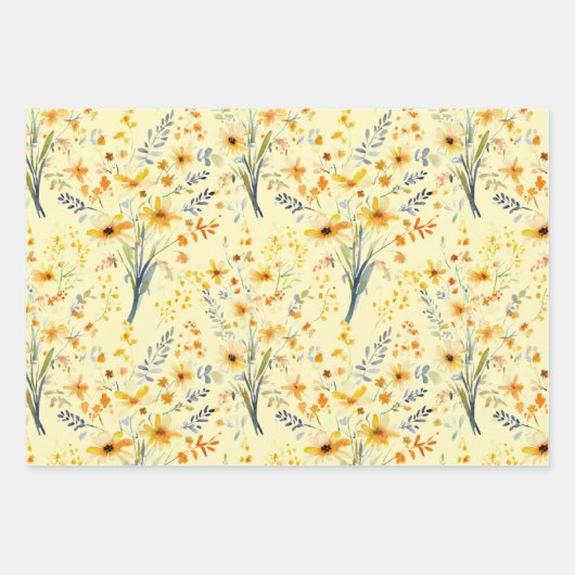 Gelbe Frühlingssonne - Wildblumen Geschenkpapier Set (Vorderseite 3)