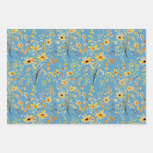 Gelbe Frühlingssonne - Wildblumen Geschenkpapier Set (Vorderseite 2)